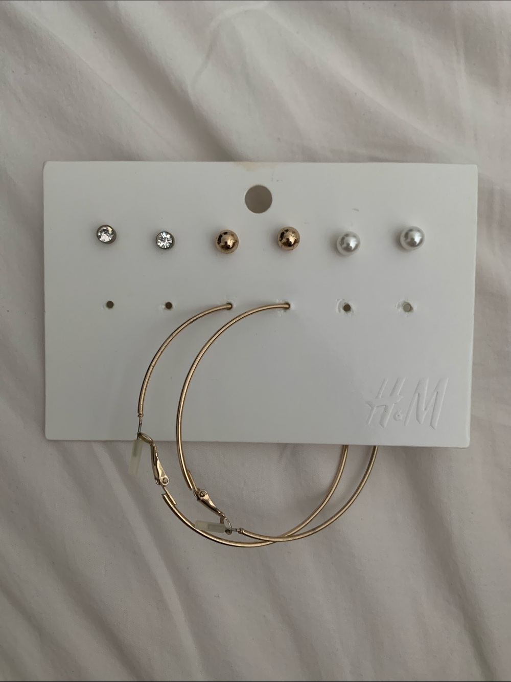 H&M Gold Hoop and Mixed Stud Earring Set - Gold, Pearl